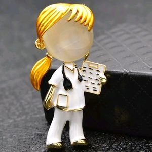 Lady nurse enamel brooch